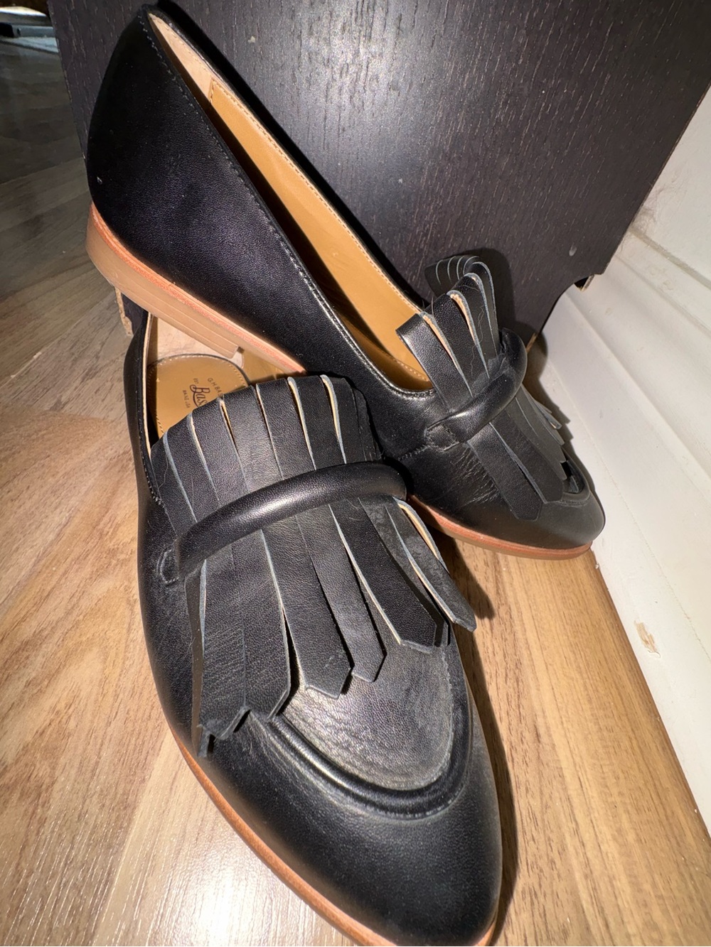 G.H. Bass & Co. Black Leather Kiltie Loafers